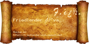 Friedlender Éva névjegykártya